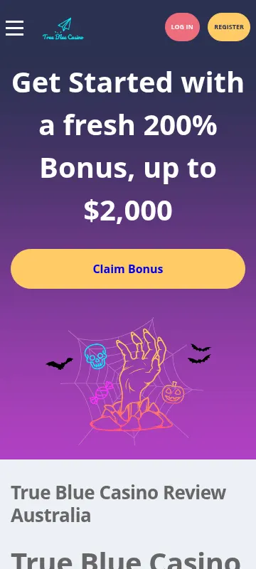 Trueblue Casino casino interface on a mobile device